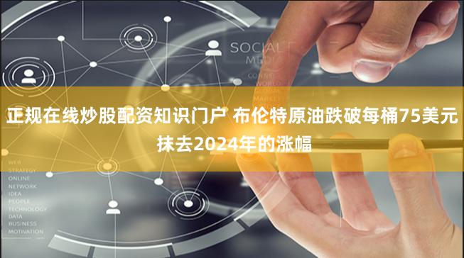 正规在线炒股配资知识门户 布伦特原油跌破每桶75美元 抹去2024年的涨幅