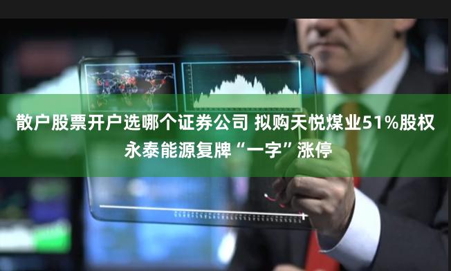 散户股票开户选哪个证券公司 拟购天悦煤业51%股权 永泰能源复牌“一字”涨停